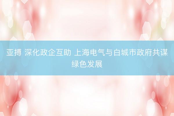 亚搏 深化政企互助 上海电气与白城市政府共谋绿色发展